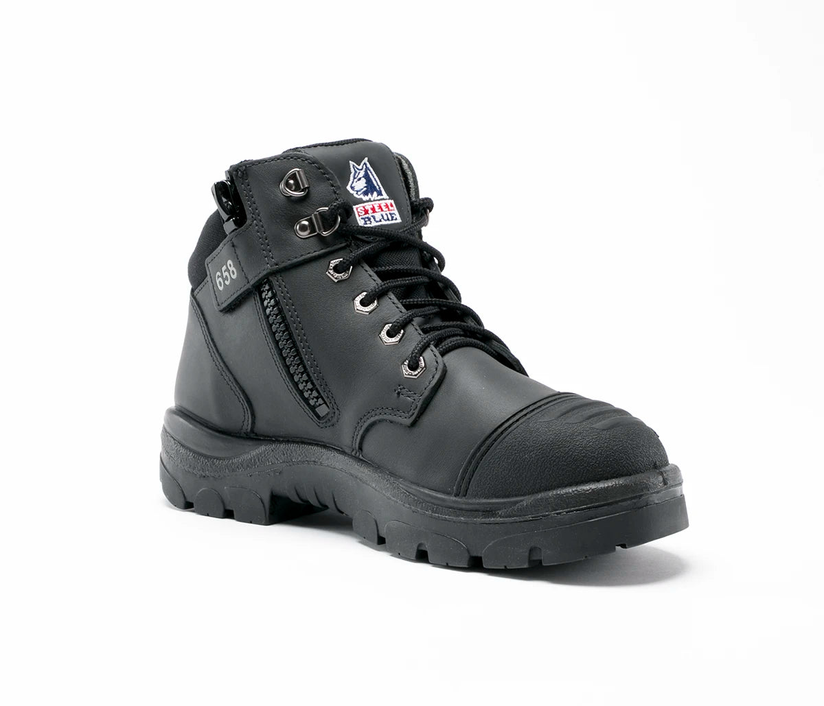 spickネイビー Steel Blue Parkes Zip S3 Black Safety Boots | UK Steel Toe Work Boots
