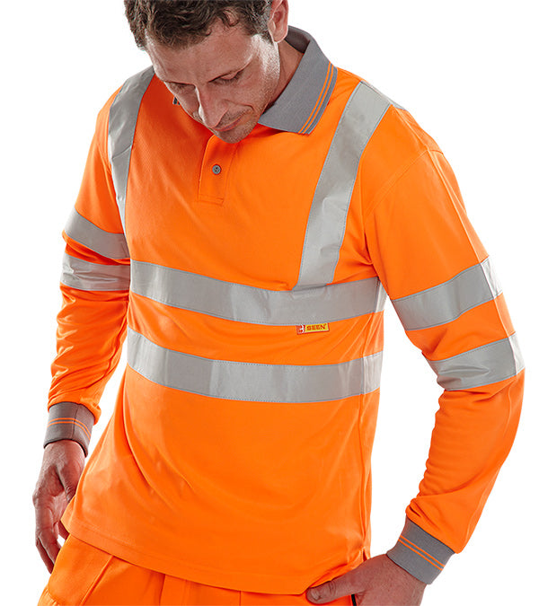 Beeswift Long Sleeve Hi-Vis Polo Shirt