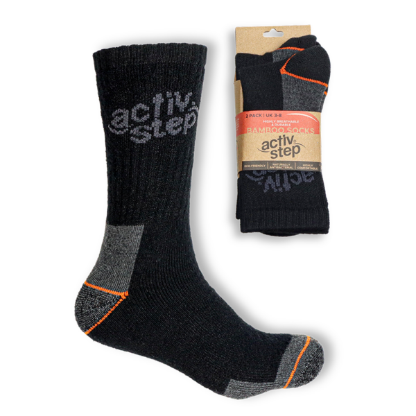 Activ-Step Durable & Breathable Bamboo Socks - Pack of 2 Pairs - Size UK