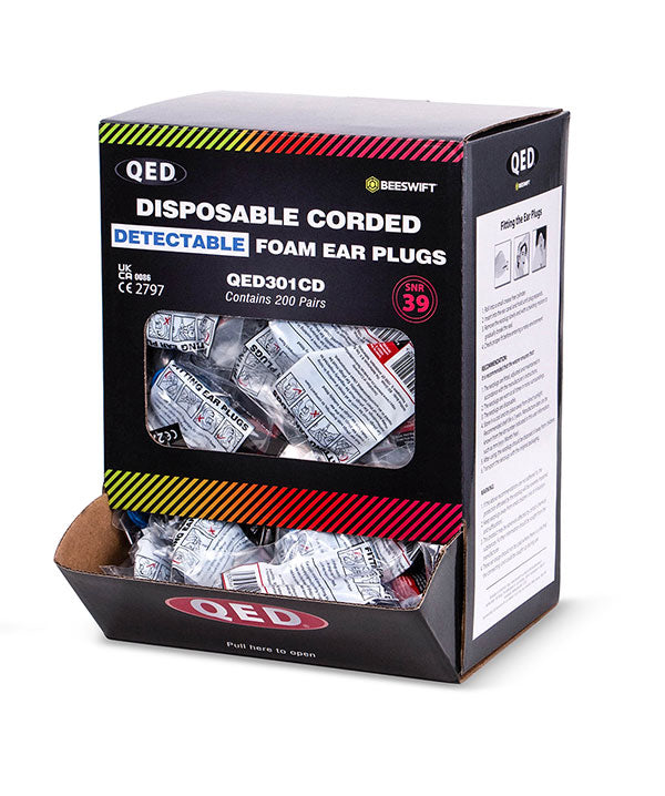 Beeswift QED Disposable Foam Corded Detectable Ear Plugs