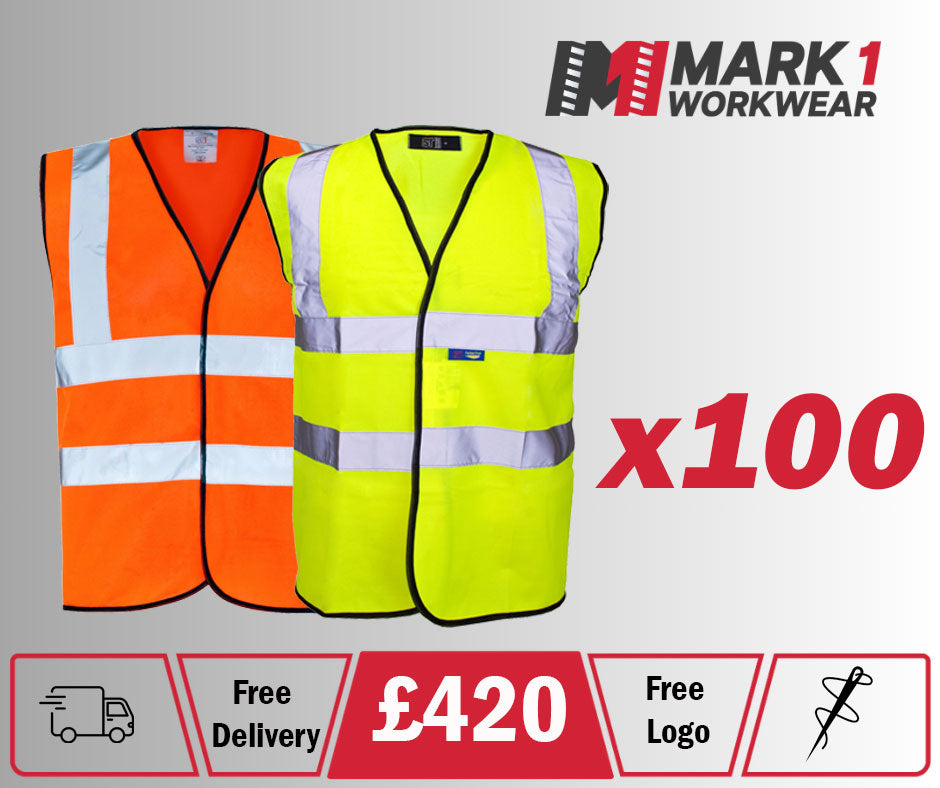100x Short Sleeve Printed Hi-Vis Vest Bundle