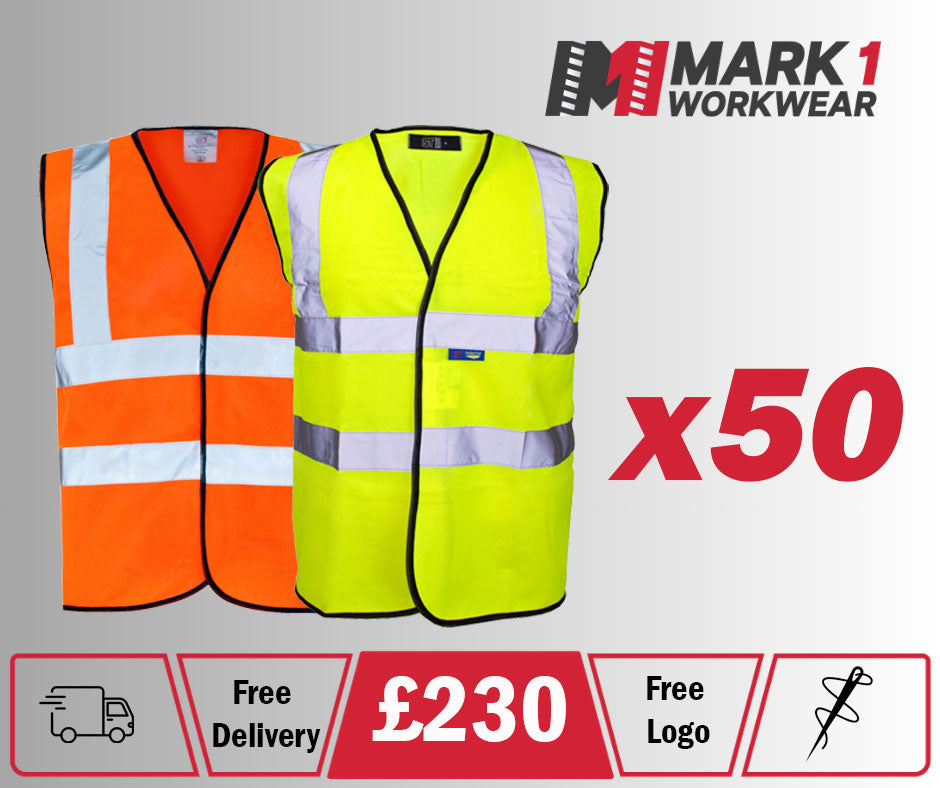 50x Short Sleeve Printed Hi-Vis Vest Bundle