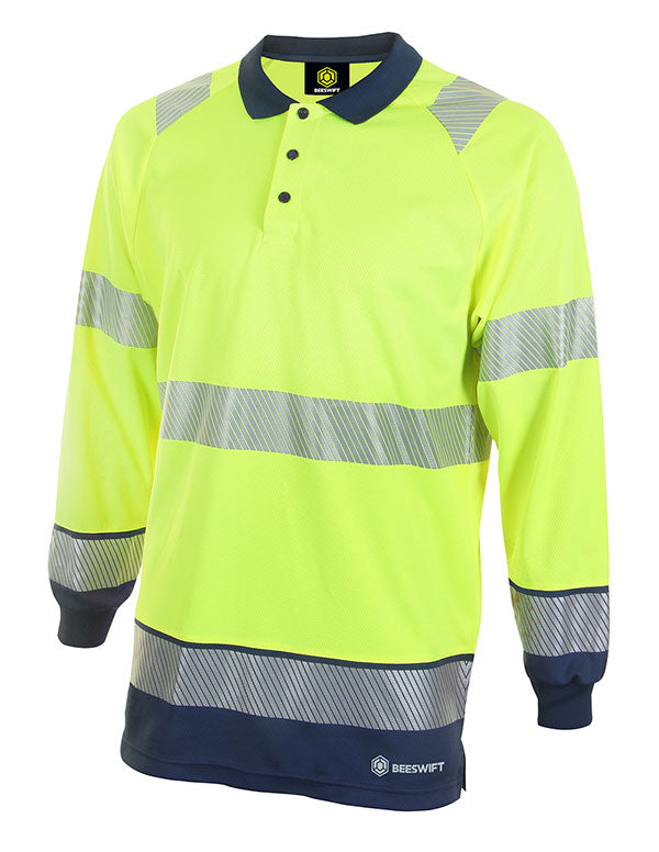 Beeswift Deltic Hi-vis Two Tone Long Sleeve Polo Shirt