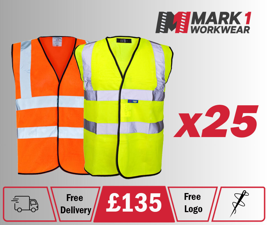 25x Short Sleeve Printed Hi-Vis Vest Bundle